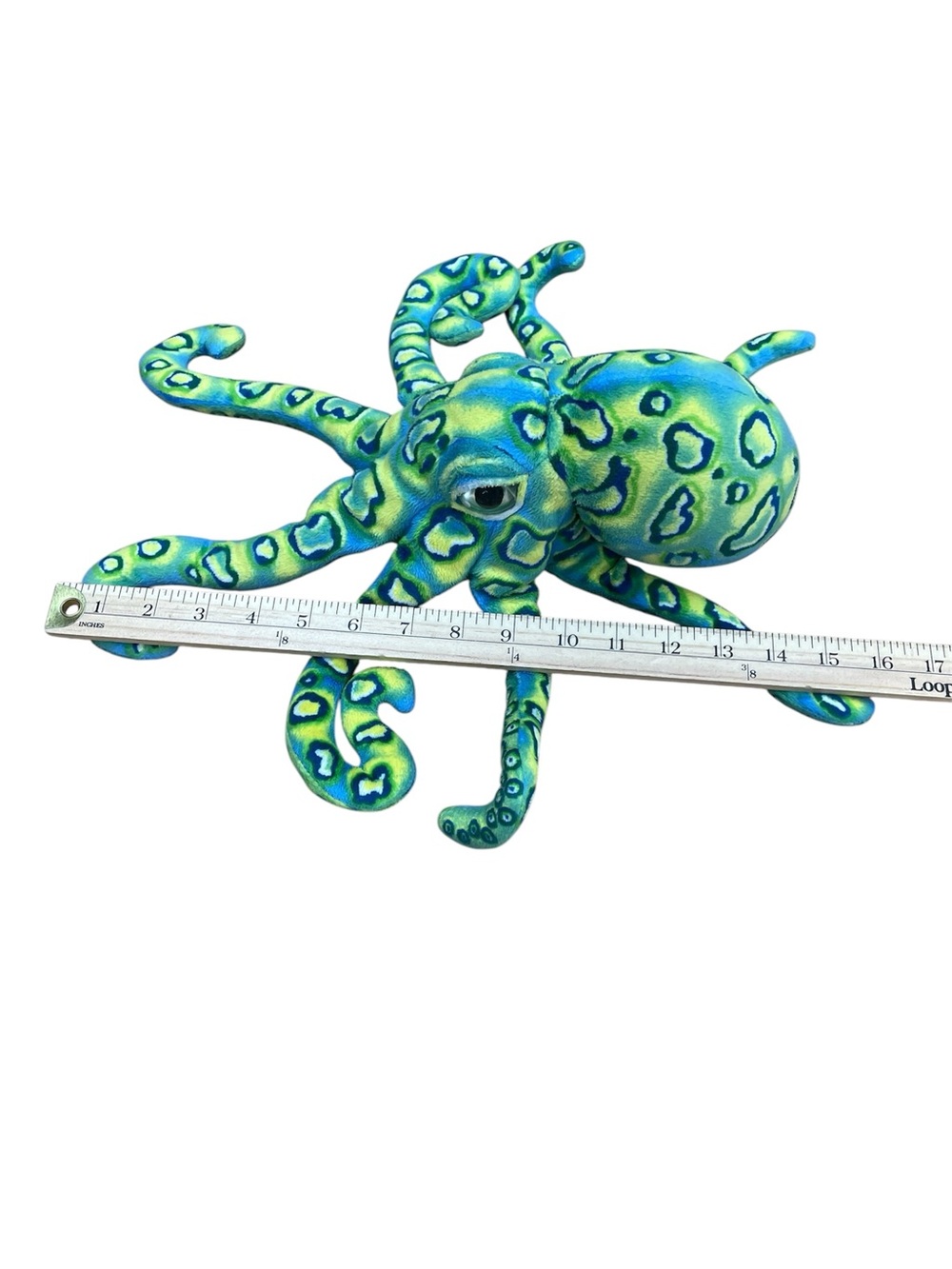 Fiesta Lime and Teal Octopus Plush marine animal, stuffed animal plushy - Picture 3 of 6